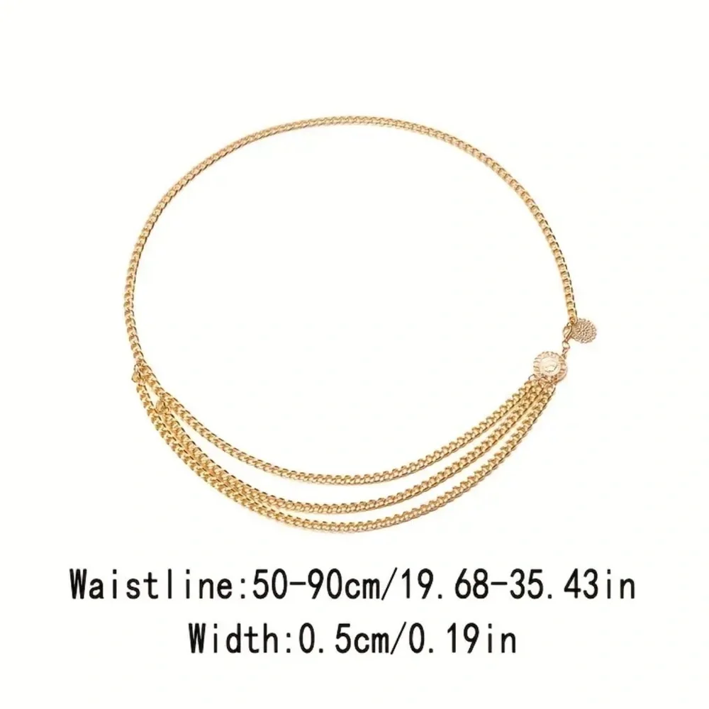 Golden‎ Plated Tassel Belt Chain Elegant Alloy Accessory Versatile Style